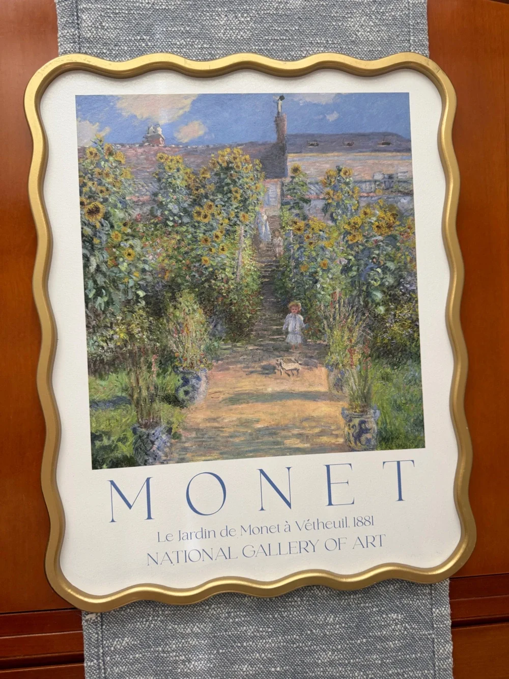 19x16”The Artist's Garden at Vétheuil by Claude Monet Print with golden frame